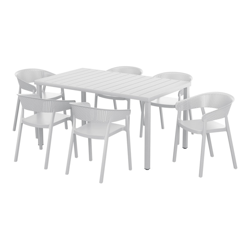 6-Person Outdoor Rectangular Dining Set, Gray