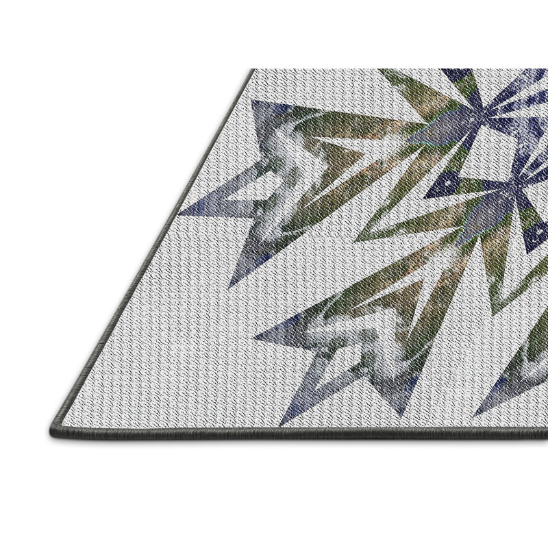 Laine fabriquée à la machine et gris polyester/olive/bleu Tapis décoratif, Rectangle 5 pi x 7 pi