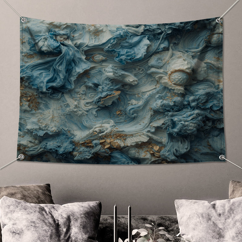 Tapisserie murale «Blue», H 50 po x l 60 po avec 4 œillets