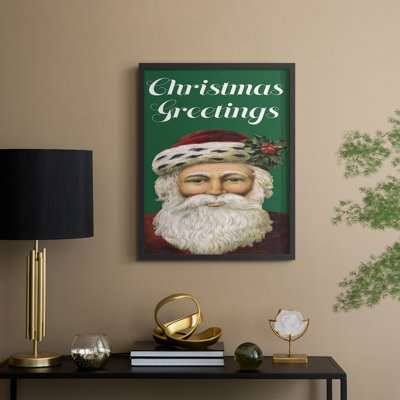 Retro Santa Claus I Framed Print - Solid Wood