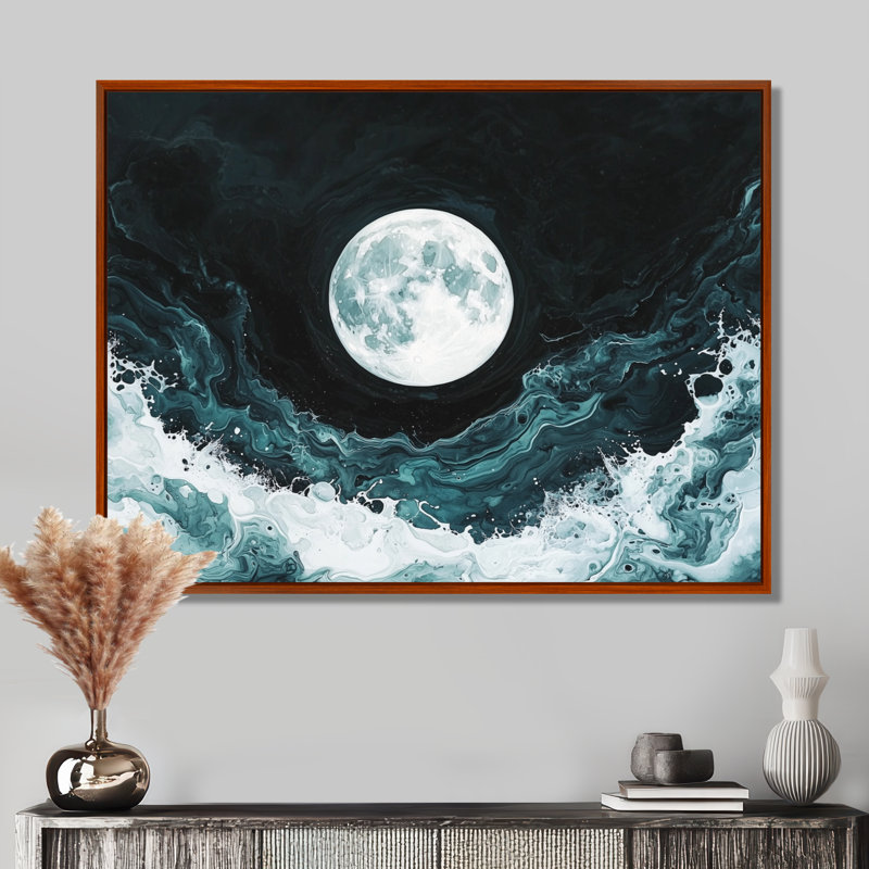 Luminous Dream Of Moon Landscape I - Pleine lune, art mural, H 24 po x l 32 po, Brun