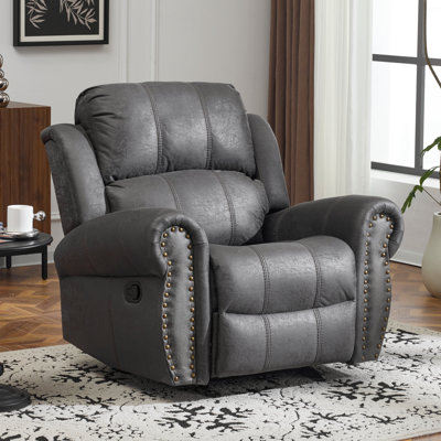Faulks Faux Leather Manual Glider Recliner with Nailhead Trim