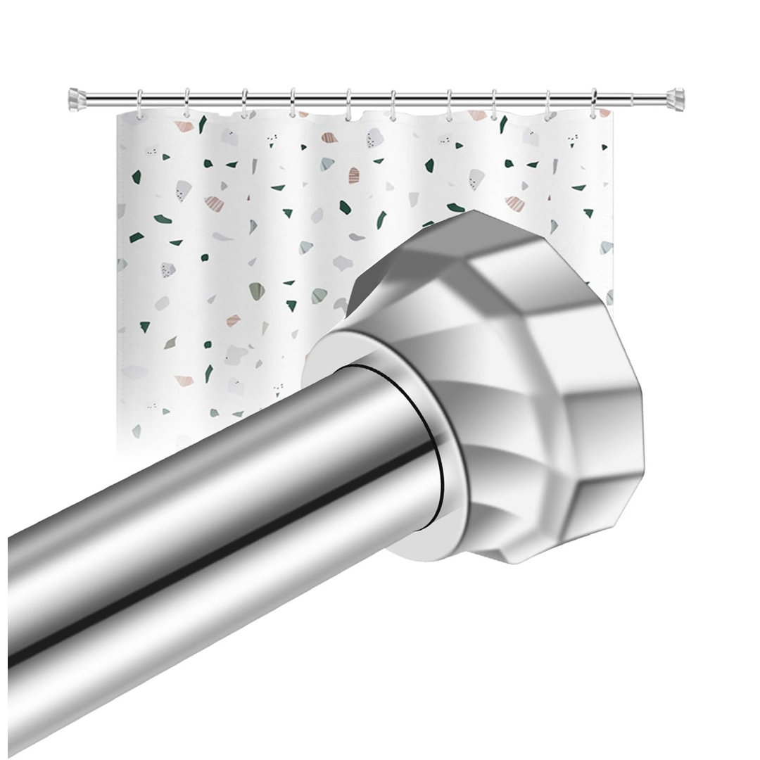 198cm Straight Shower Curtain Pole & Hook Set