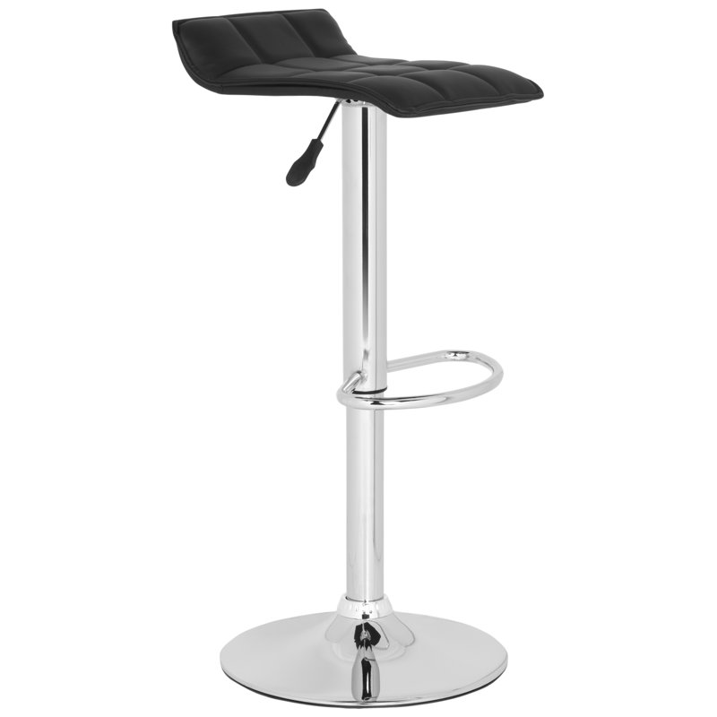 Bunky Swivel Upholstered Adjustable Height Counter Stool with Metal Frame, Black