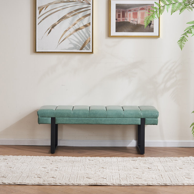 Banc de chambre à coucher l 46,5 po avec pieds en métal Laytona, Sauge, Noir