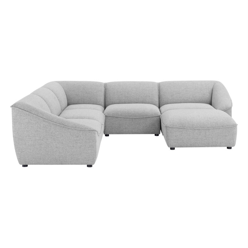 Canapé modulaire 6 pièces Comprise, Velours gris pâle