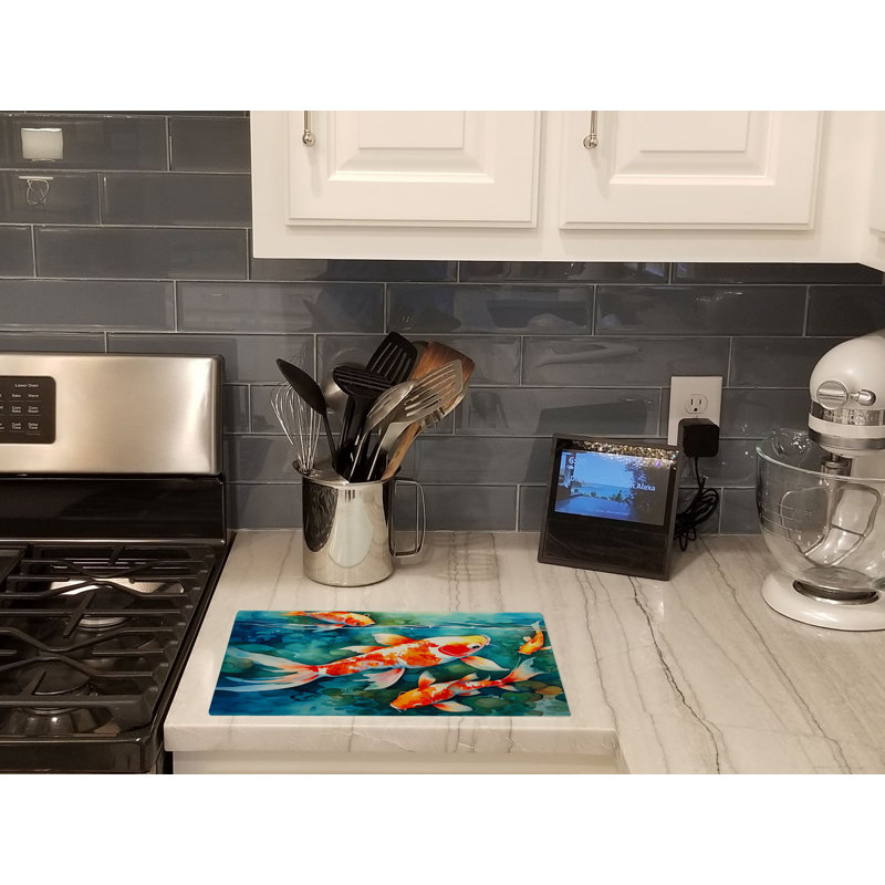 Koi Fish Glass Cutting Board Large
