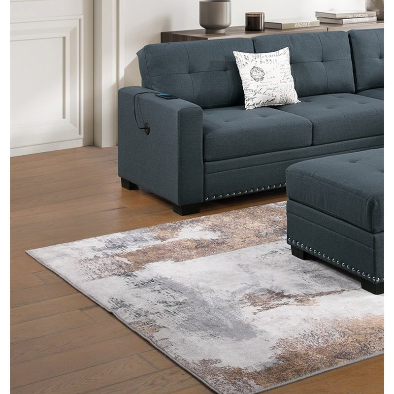 Canapé modulaire transitionnel gris foncé 4pc, Tissu gris foncé