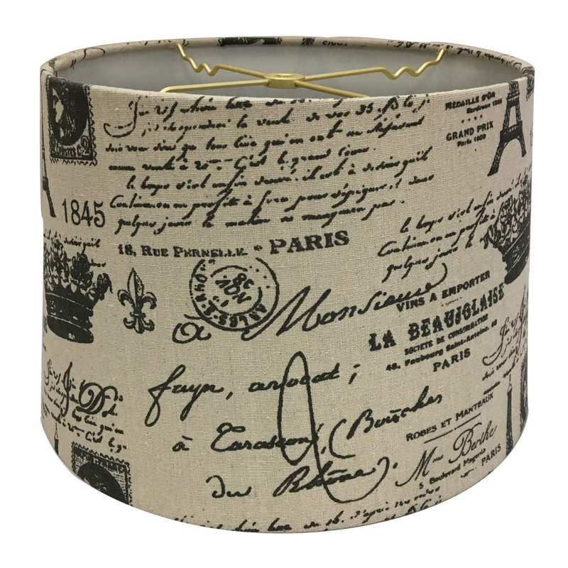 Abat-jour tambour en papier (araignée) noir / beige H 10 "x l 16"