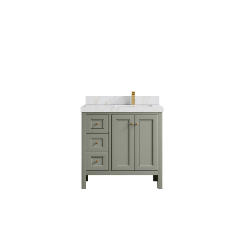 Nashville X P 22 po P 2 po. Quartz Calacatta Sienna, Evergreen
