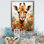 Adorable girafe dans un champ de fleurs sur toile