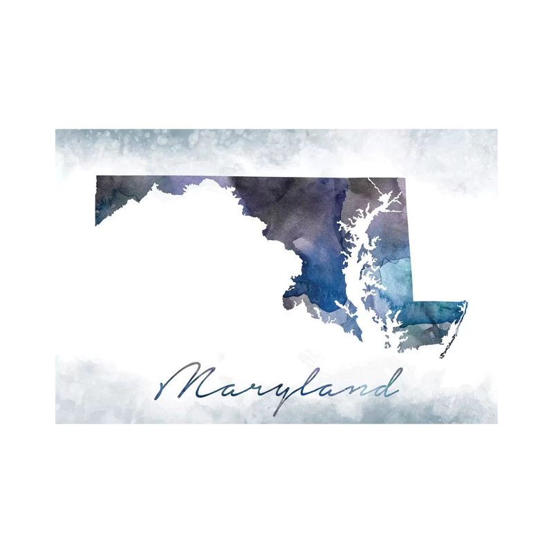 Maryland State Bluish - Print on Canvas, Wrapped Canvas, 20.32cm H x 30.48cm W x 1.91cm D