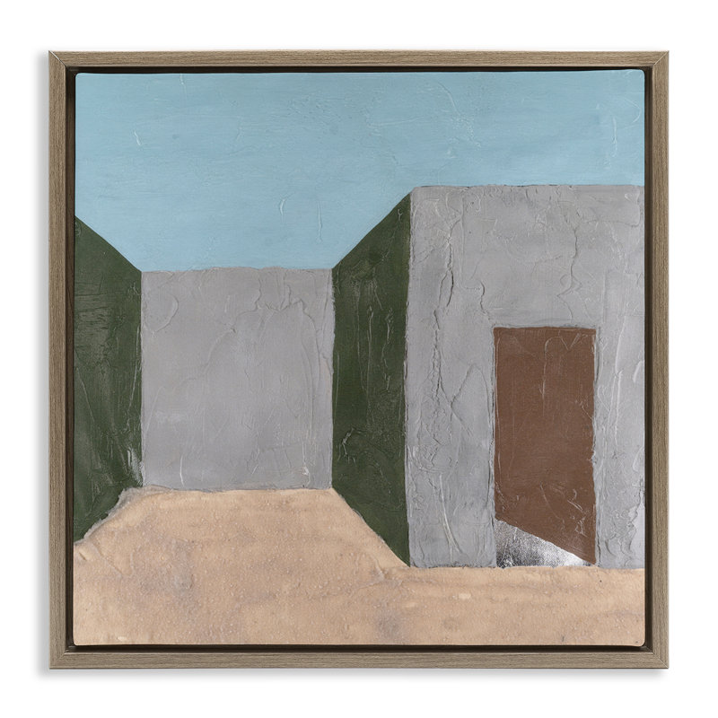 «Grey Rustic Building», art mural encadré par Michael Willett, Cadre flottant orme Montalcino, H 25 po x l 25 po