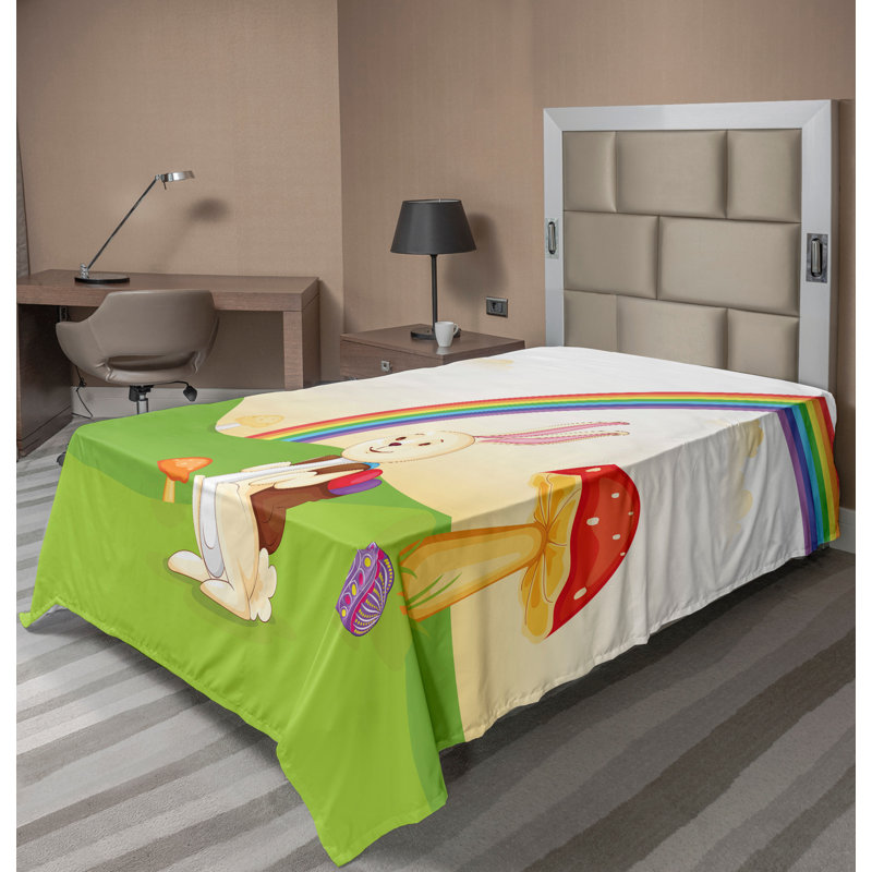 Ambesonne Rainbow Top Flat Sheet Bunny Easter Egg TwinXL Multicolor