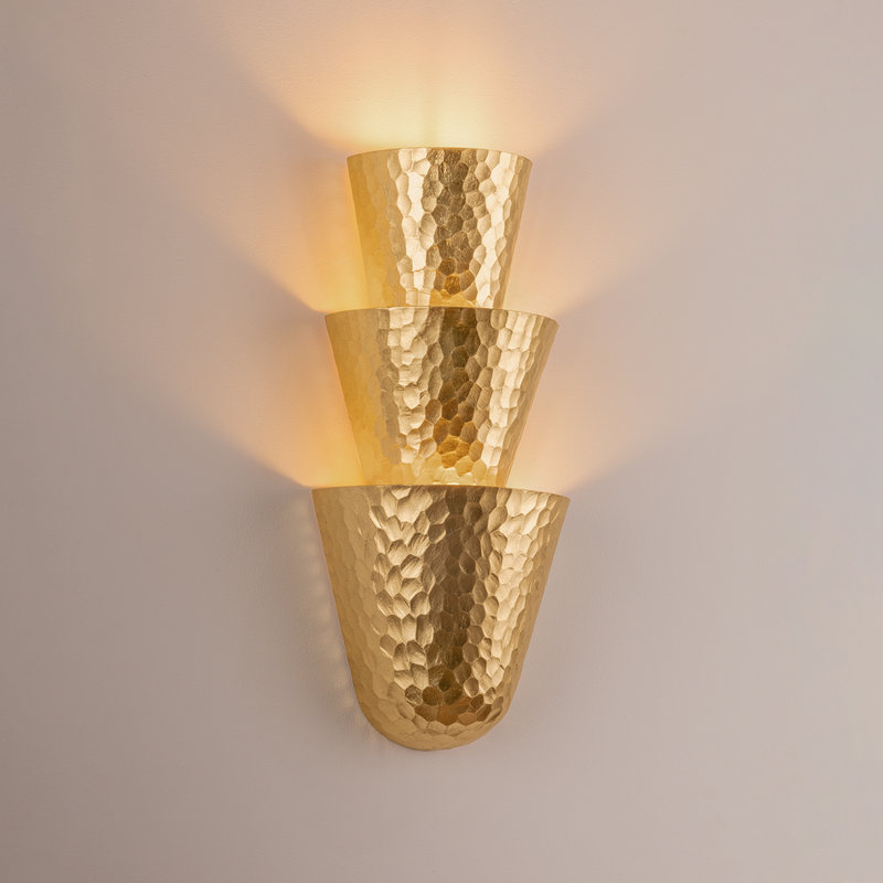 Bucharest Wall Sconce in Vintage Gold Leaf, Gold