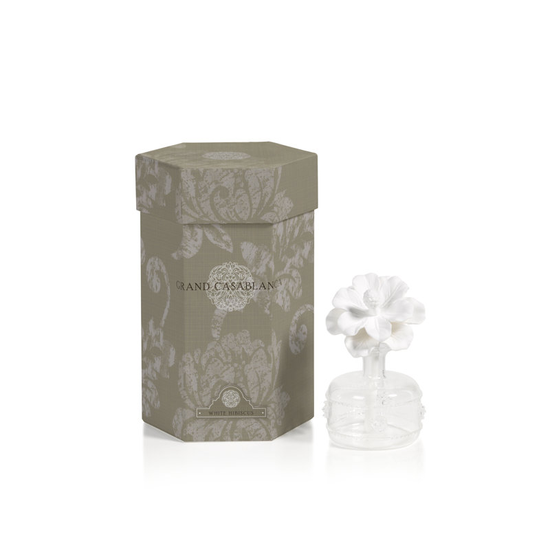 Diffuseur d'huile en porcelaine, 1,69 oz, Hibiscus blanc 