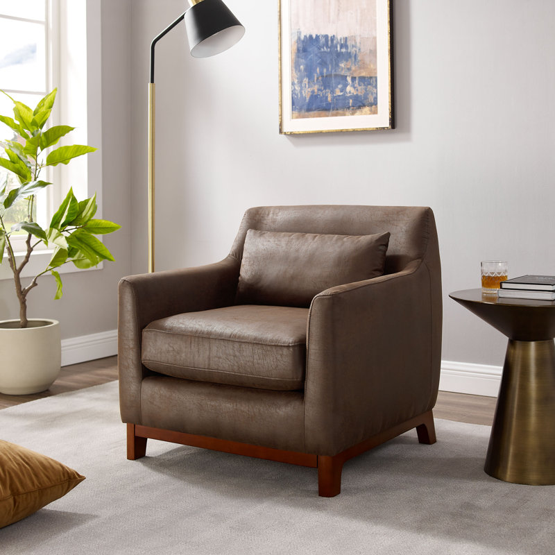 Fauteuil club l 31,5 po Johntay, Simili-cuir brun rétro