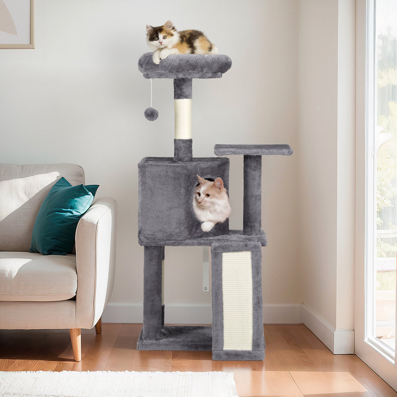 Tour à chat 47 po pour chat d'intérieur gris foncé