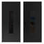 Porte d'entrée extérieure prémontée en acier Ronex 1477, émail noir, 2 fenêtres latérales extérieures, imposte/inserts en acier inoxydable, style moderne, peinte, largeur 16+36+16 x hauteur 80, ouverture à droite vers l'intérieur-109403622-109403619