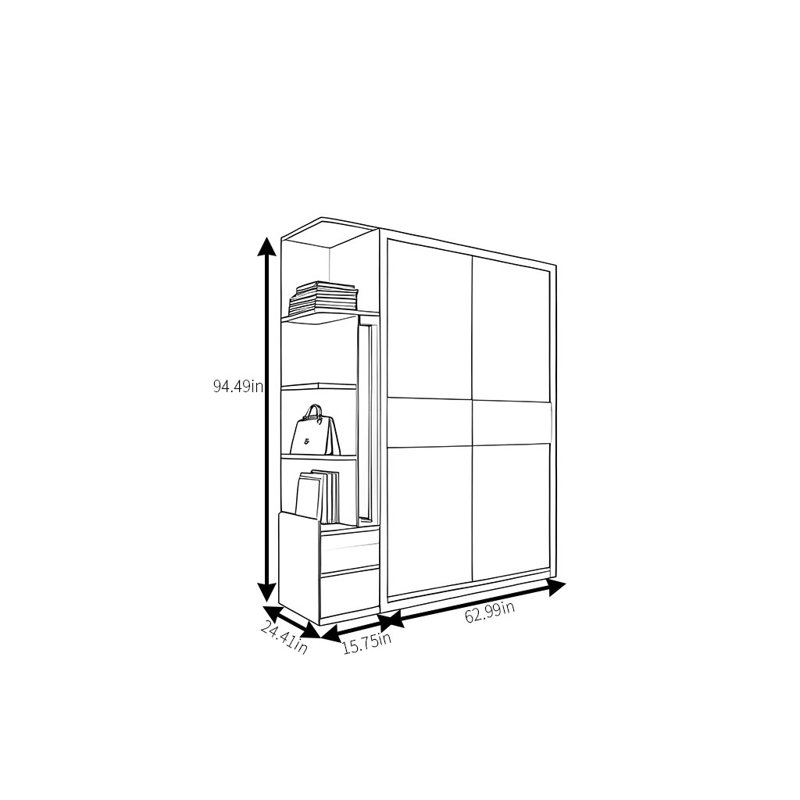 Design de mode simple, sens de garde-robe, H 94,49 po x l 78,74 po x P 24,41 po