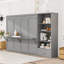 Grand lit escamotable avec rangement, tablette et tiroir réglables - Lit mural pliable peu encombrant pour les petites pièces, gris-1005180383