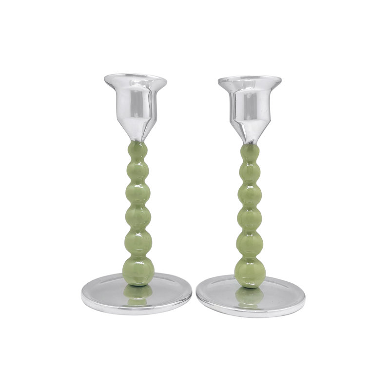 Bougeoir de table en aluminium nacré, H 6,74 po x l 3,54 po x P 3,54 po, Vert