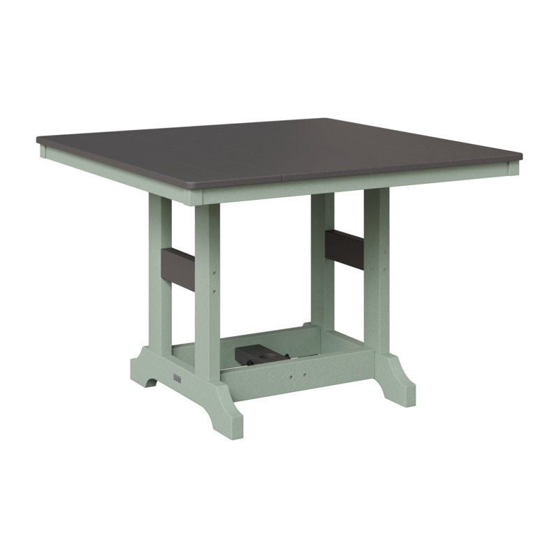 Garden Classic Outdoor Square Dining Table, Seafoam, Smoke Gray