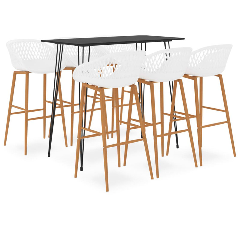 Ackles 6 - Person Dining Set, White/Brown, Black