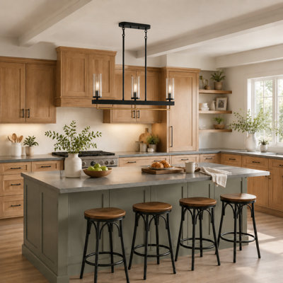  3-Light Modern Black Linear Kitchen Island Pendant Light