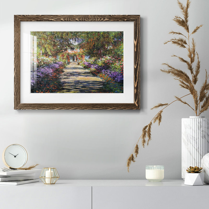 Sentier dans le jardin de Monet à Giverny, 1901, reproduction d'art sur papier, Noyer, H 28 po x l 42 po
