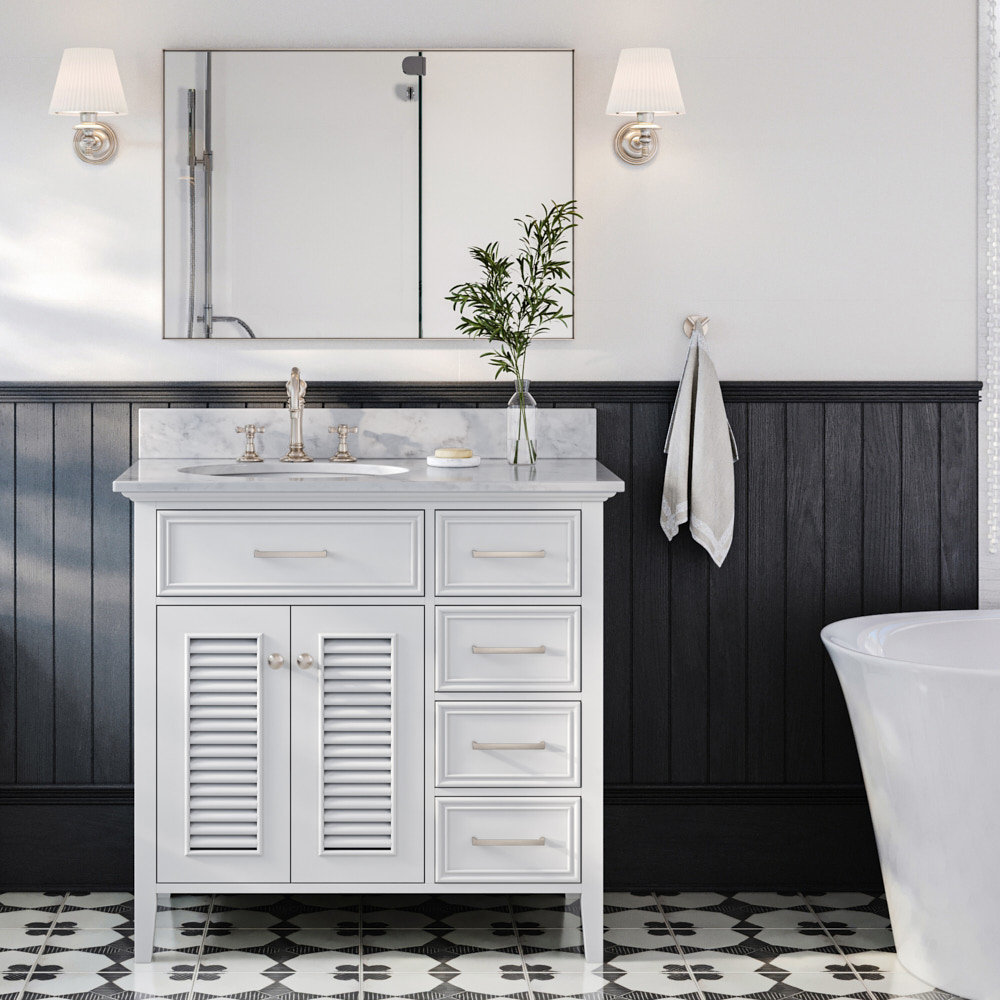 Chamblee 37'' Single Bathroom Vanity, Left, White