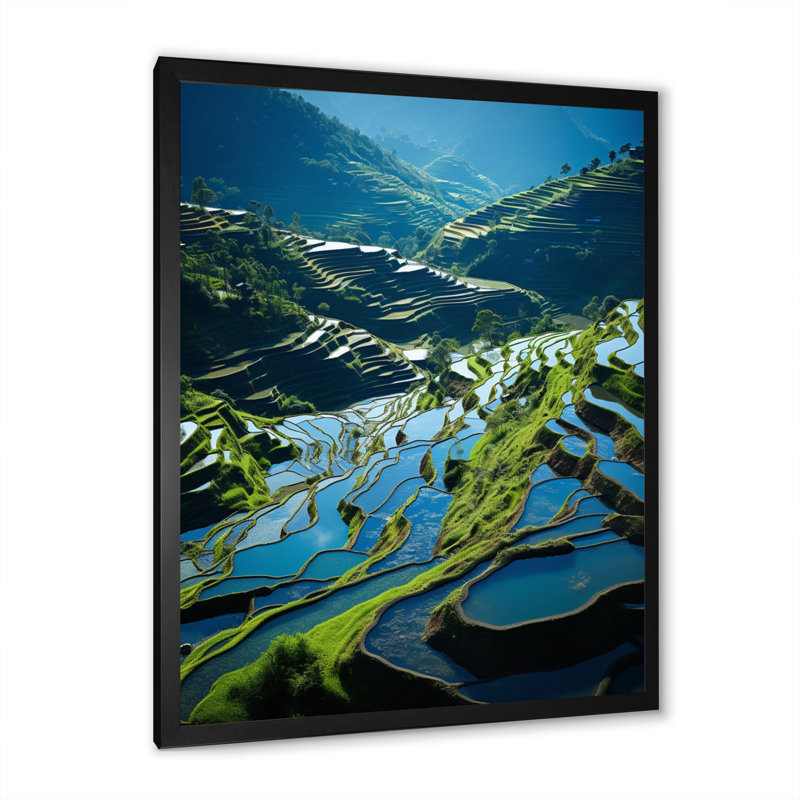Terrasses de riz Bradway China Azure IV, Cadre photo noir, H 20 po x l 12 po x P 1 po