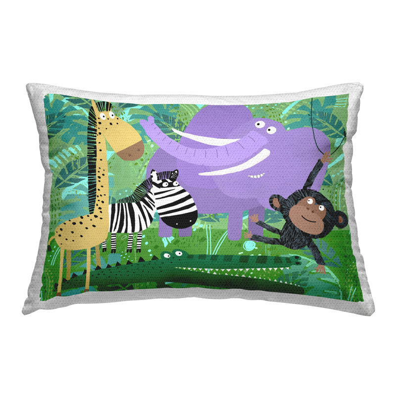 Coussin d'extérieur imprimé Fun Jungle Animals par Carla Daly