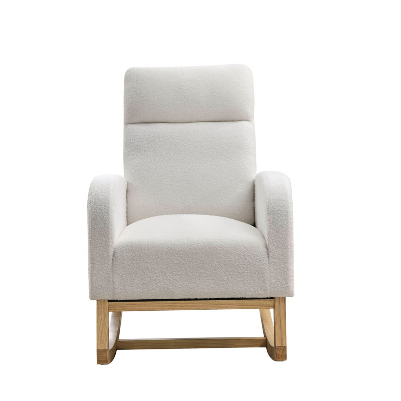 Élégant fauteuil à bascule, matériau respirant, support avec siège haut de rangement latéral, housse en tissu doux, compartiments à base stable