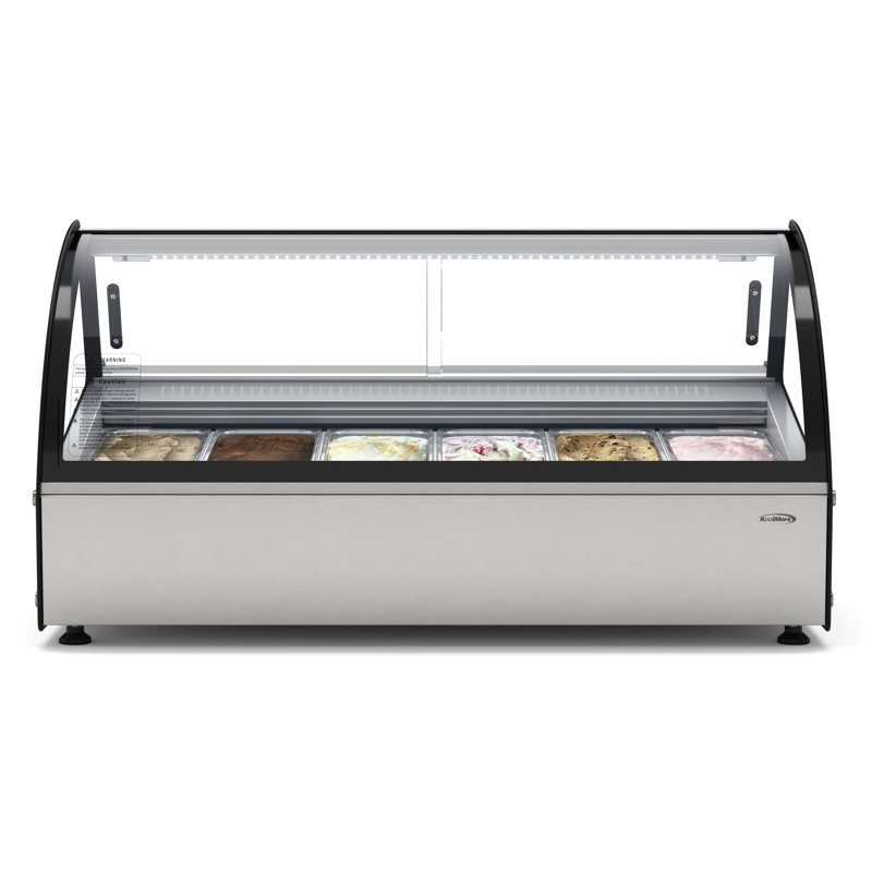 Vitrine de comptoir 46 po avec 6 poêlons et garde-éternité en verre intégré en acier inoxydable (km-cgd6p)