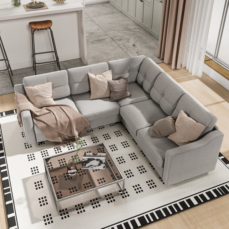 Convertible Sectional Sofa, L Shaped Couch 5-seat Sofas For Living Room, Small Apartment, Reversible Sectional Couch