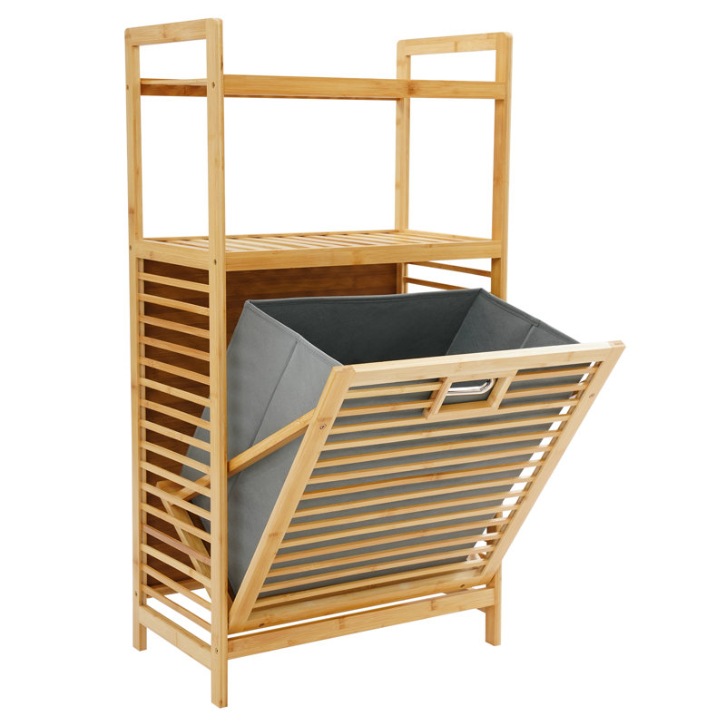 Organisateur de vêtements en bambou, tablette de rangement pour la salle de lavage, Gris