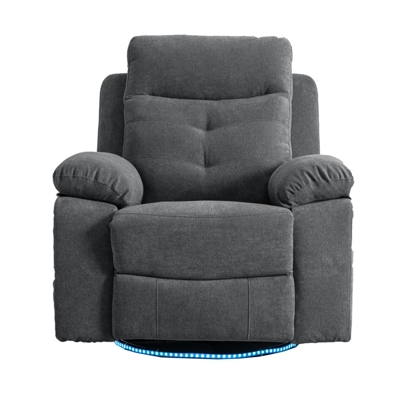 Power Recliner,  Power Recliner Chair With Bluetooth Speaker, 270 Degree Swivel With LED Light, Side Arm With Storage Pockets, USB+Type C Charging Port, Button Control, Retractable Footrest, Adjustable Backrest DG