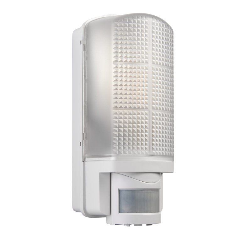 Anges PIR Photocell 1-Light Wall Pack, Gloss White