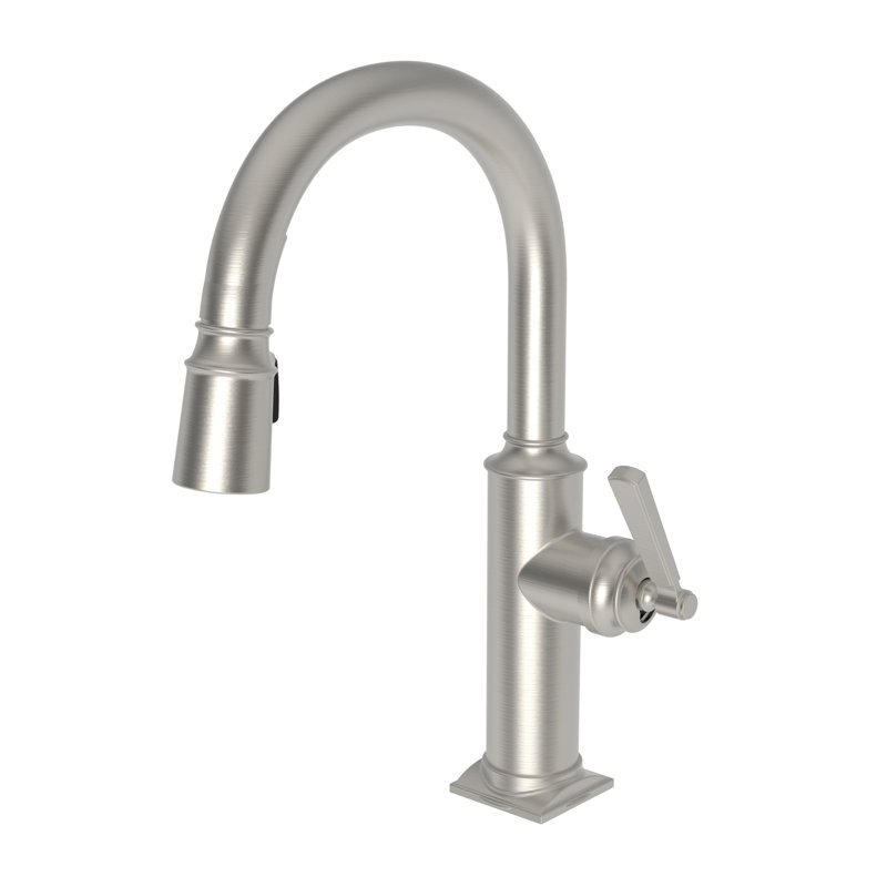 Adams Single Handle Pull Down Bar Faucet, Satin Nickel (PVD)