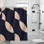 Rideaux de douche à motif géométrique bleu marine pour salle de bain, 71 po x 71 po-444320929