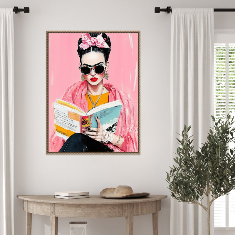 «Frida Reading Book» par Justyna Jaszke, reproduction d'art sur toile encadrée