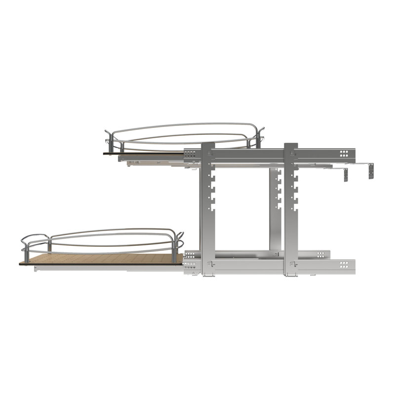 Two-Tier 14.5" x 22" Beige Composite and Metal Pullout Cabinet Organizer