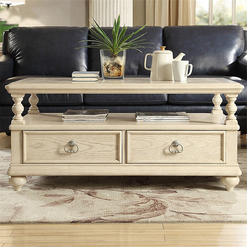 American ivory white square end table