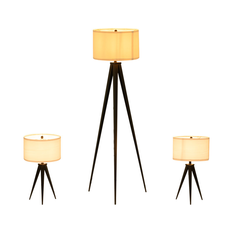 Metal,S,3,26,60"H,Table&Floor Tripod Lamps,Blk