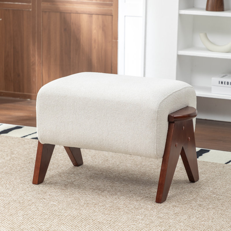 Karsen Upholstered Bench with Solid Wood Leg, Beige