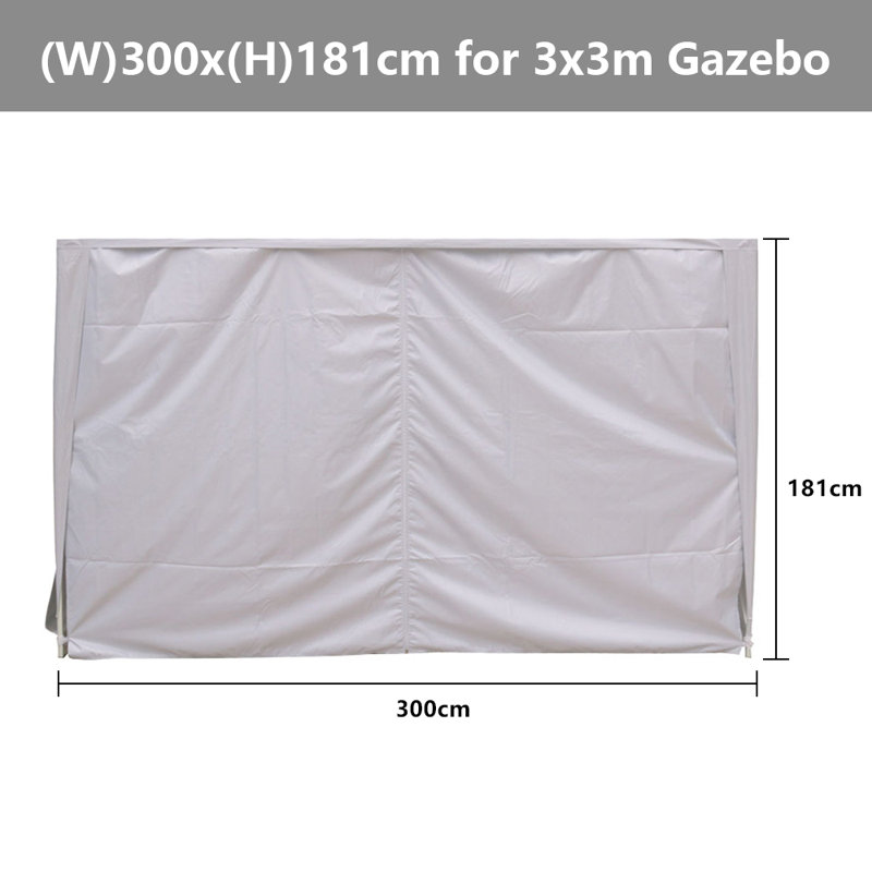 Ahlona Dakota Fields Fabric Side Wall with Zipper for Pop-up Gazebo, 181 cm H x 300 cm W x 0.5 cm D, White