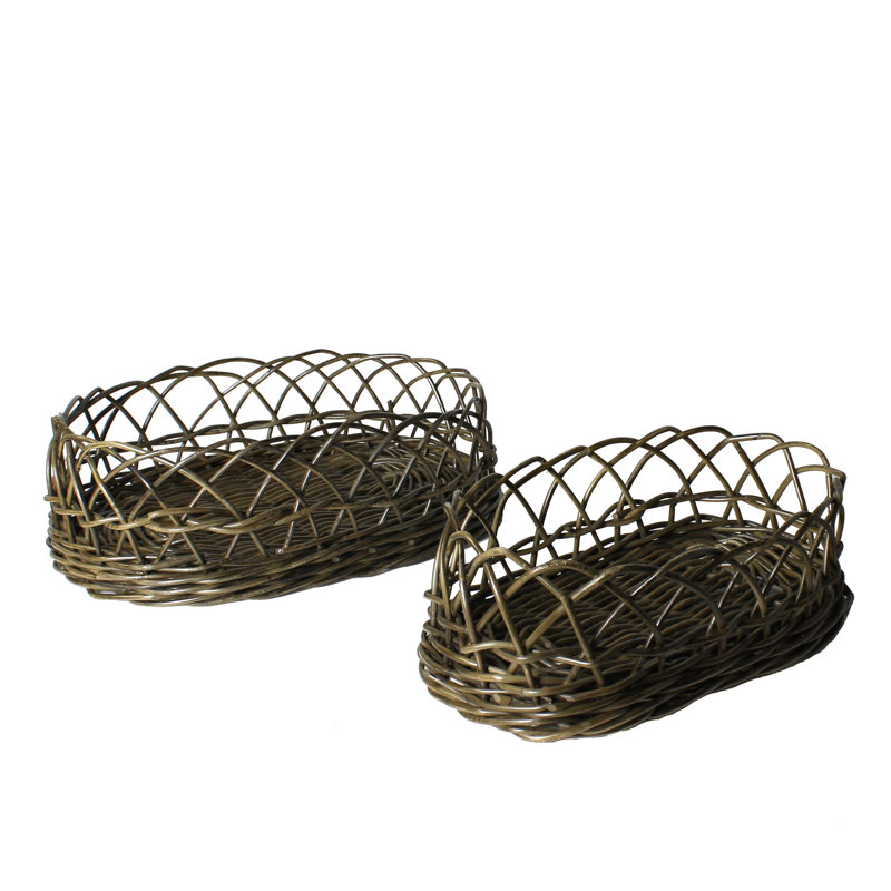 Ensemble de 2 paniers ovales en rotin