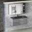 Meuble-lavabo flottant 48 po avec lavabo mural Celissa, meuble-lavabo mural moderne avec comptoir en quartz noir et tiroirs à fermeture en douceur, gris