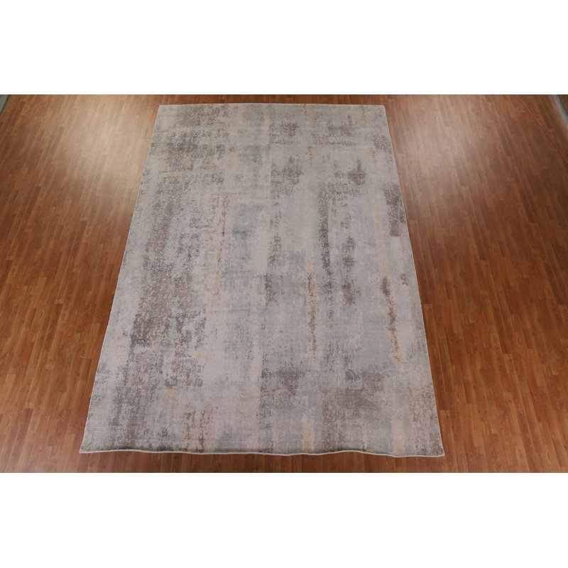 One-of-a-Kind 9'8" X 13'11" New Age Wool Area Rug in Gray